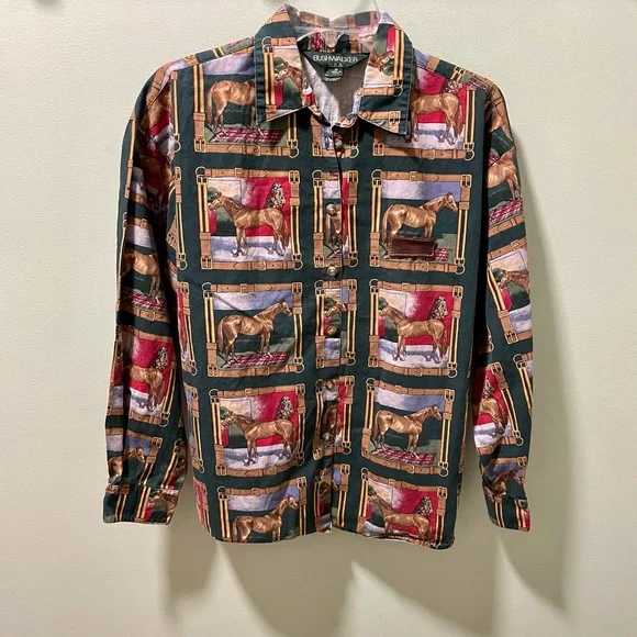Vintage Ralph Lauren x Bushwacker Equestrian Horse Button Up Long Sleeve Shirt - Picture 1 of 5